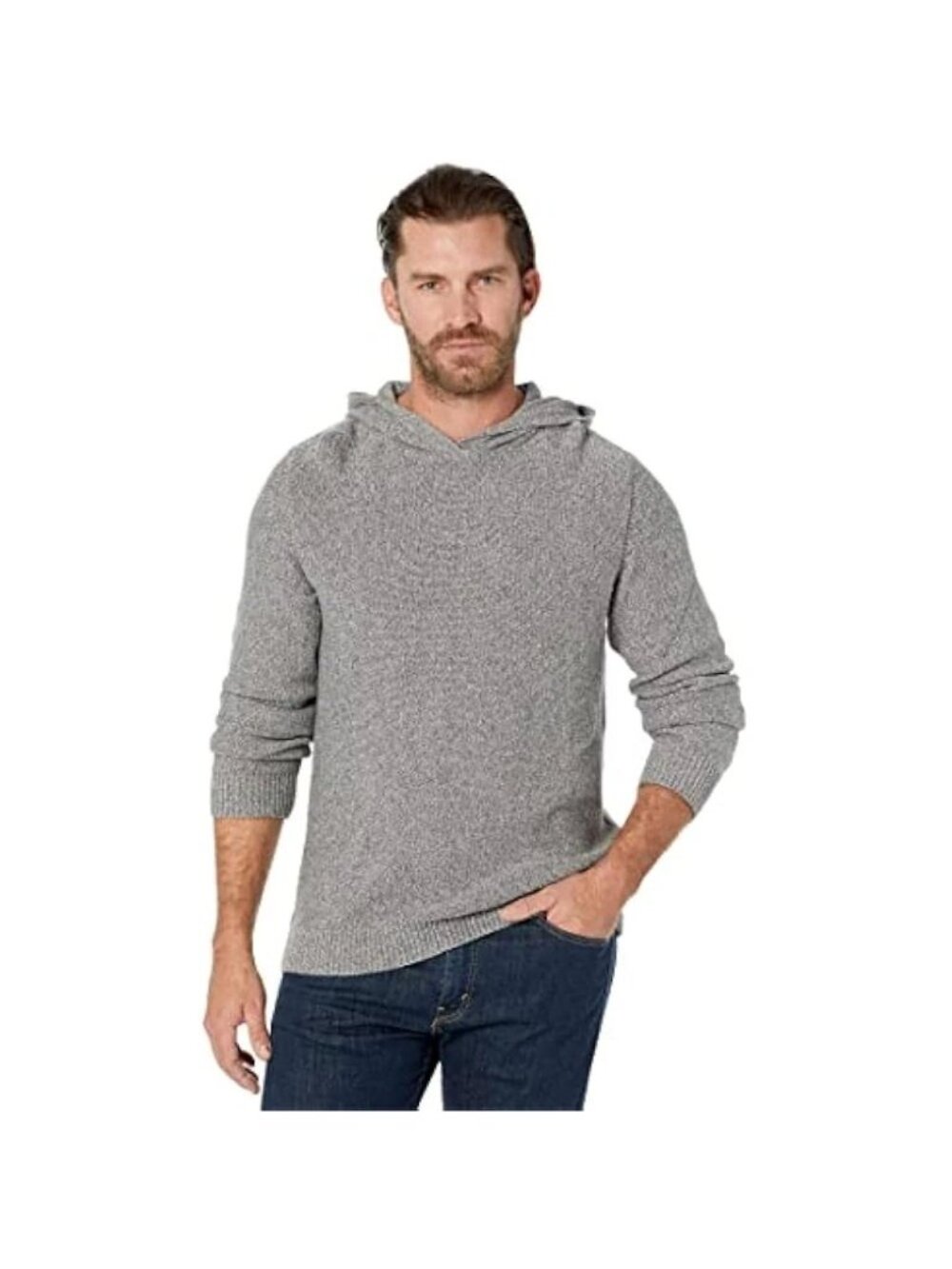 PrAna Knit Hoodie Sweater North Loop Organic Cotton Pullover XL Pebble Grey Cozy - Picture 2 of 11